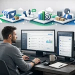 Best ecommerce automation tools displayed on modern workspace monitors showing workflow dashboards and analytics