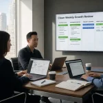 weekly growth review ecommerce meeting agenda showing decisions owners and deadlines for accountability