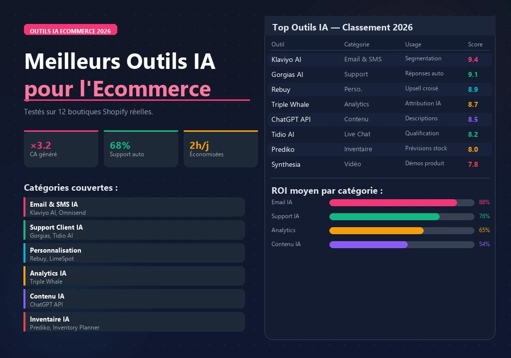 Meilleurs outils IA automation ecommerce Shopify 2026