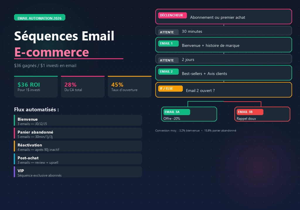 Séquence email automation ecommerce panier abandonné 2026